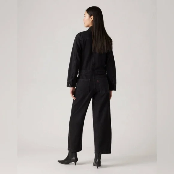 Levi's Premium ICONIC JUMPSUIT Black Denim One Piece Jeans Medium New NWT $128 - Picture 6 of 12